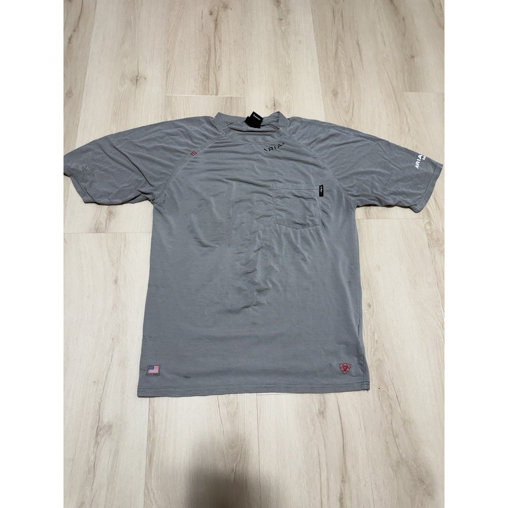 ARIAT Men's FR Small Crew Neck Work T-Shirt Short Sleeve Light Grey Lightweight